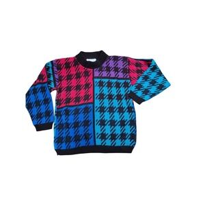 Vintage 1980s Glamour Knit Neon Color Block Sweater